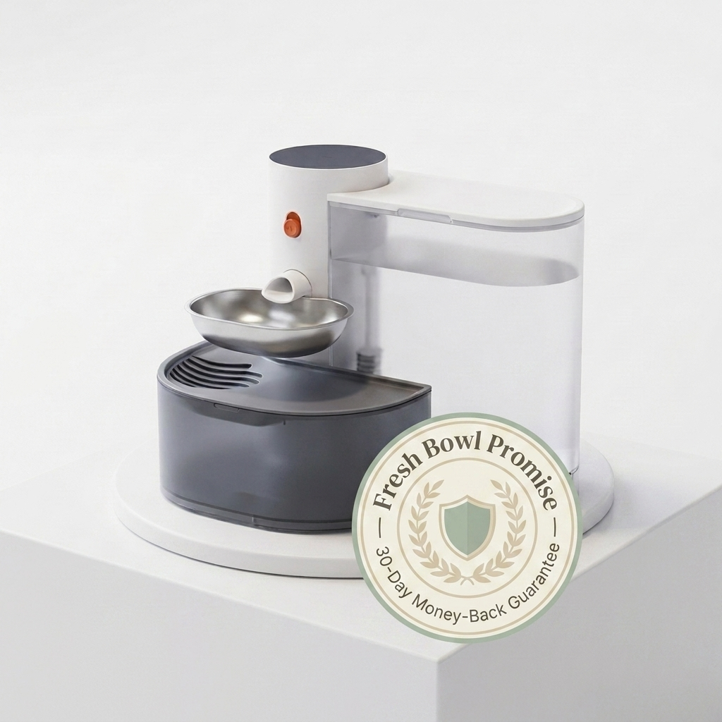 A “Fresh Bowl Promise — 30-Day Money-Back Guarantee” badge next to the product.