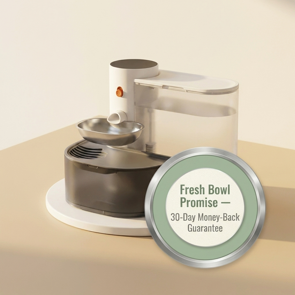 A “Fresh Bowl Promise — 30-Day Money-Back Guarantee” badge next to the product.